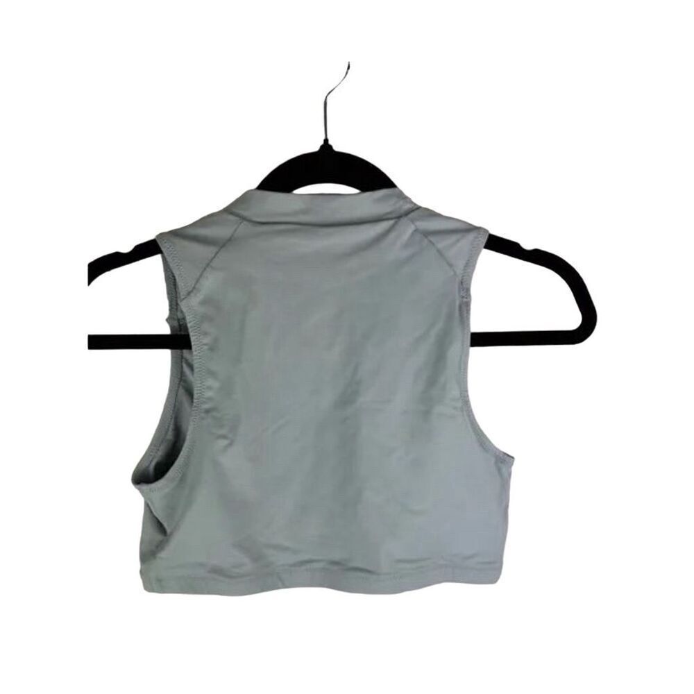 SKIMS Women's Swim Mock Neck Top Blue Sleeveless Front Zipper Size 3X - Picture 4 of 7